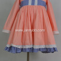 latest dress design pink long sleeve girl dress